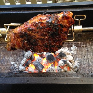 Tandoori lamb on coals
