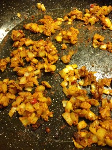 smitsfoodblog - tandoori paste and onions fried