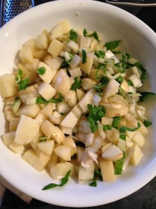 smitsfoodblog - potatoes and silverbeet diced
