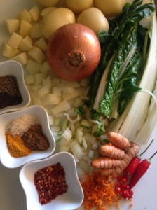 smitsfoodblog - potatoes and silverbeet curry ingredients