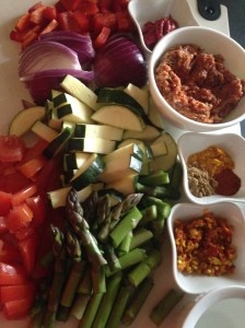 smitsfoodblog - spicy lamb mince and vegetables ingredients